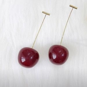 Wine Red Cherry 🍒 Drop Earrings